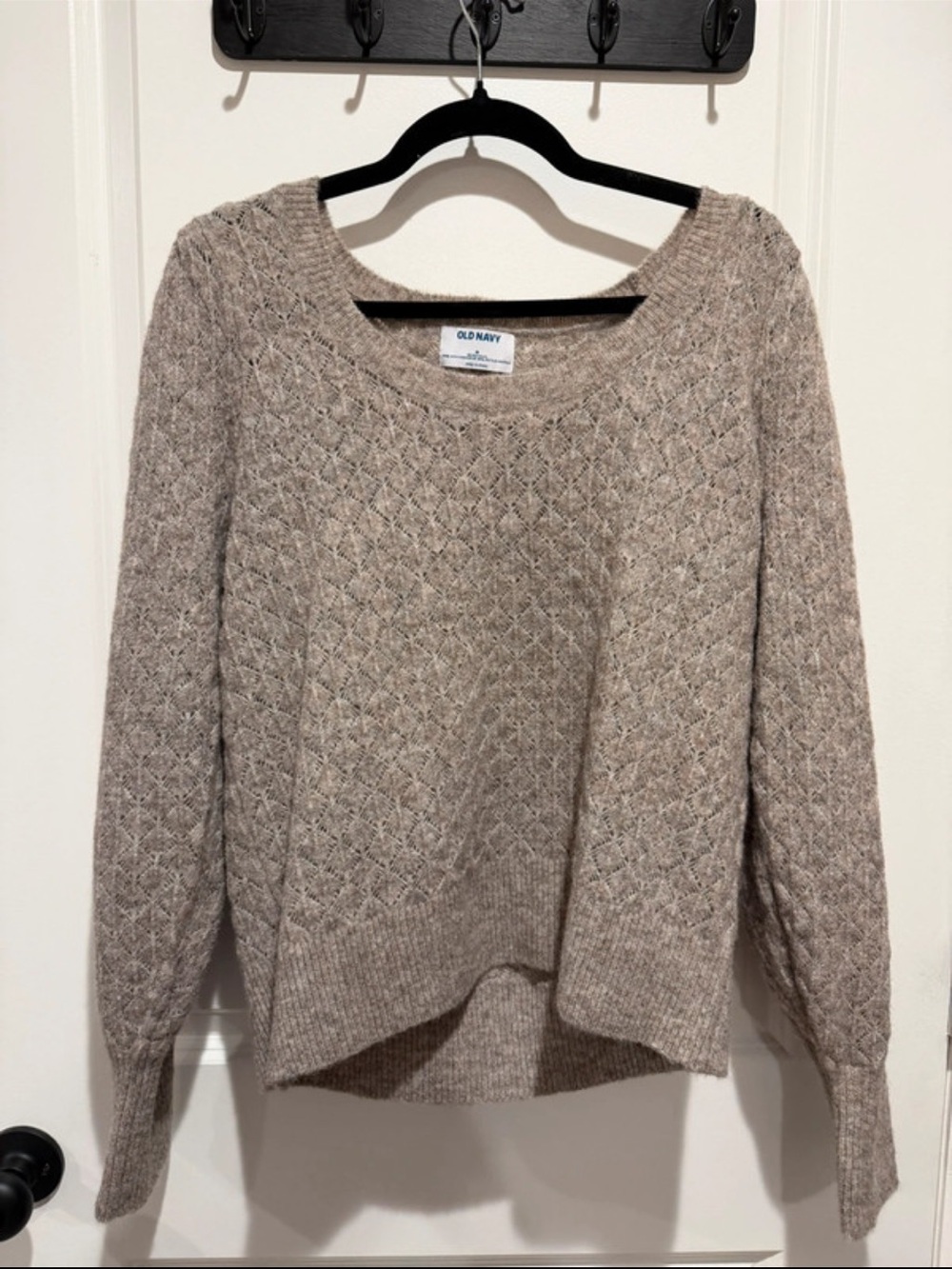 Old Navy Beige Taupe Textured Crewneck Sweater